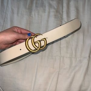 Leather Belt with Double G Buckle